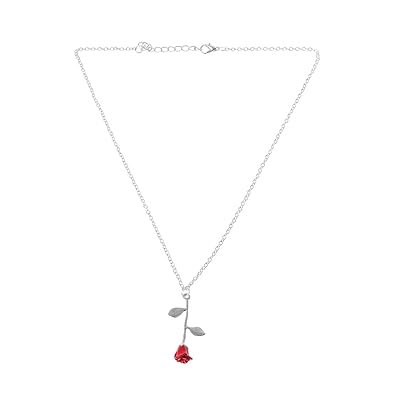 Becauseof 3d Rose Pendant Necklace Birthday Jewelry Her