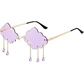 FEISEDY Retro Dripping Cloud Shaped Tassel Sunglasses Rimless Women Funny Party Disco Eyewear B2834