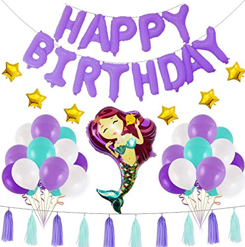 Mermaid Theme Birthday Party Aluminum Balloon Set Room Layout