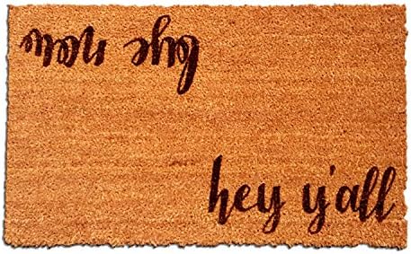 Hey Y'all, Bye Now Laser Engraved Coir Fiber Doormat 30” x 18”