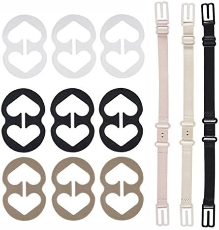 Bra Strap Clips, Non-slip Elastic Bra Straps Holder Women’s for Full Cup Size, Bra Clips for Straps for The Back for Racer Back, Conceal Straps Cleavage Control, 12pcs in Pack