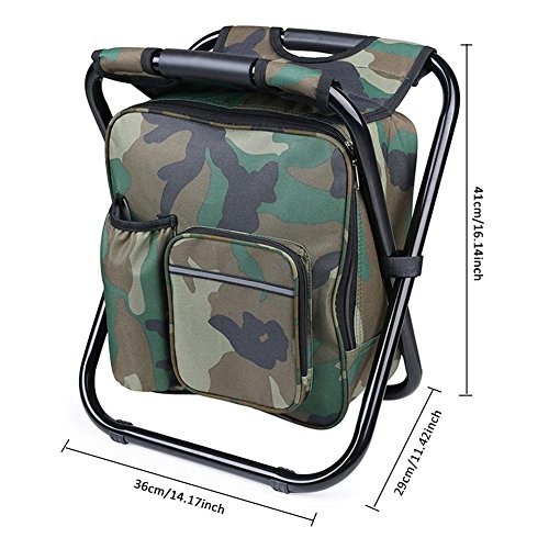 Purebesi Sac à Dos Tabouret Chaise Avec Refroidisseur Sac Pique-nique Isotherme Portable Pliable Sac à Dos Tabouret…