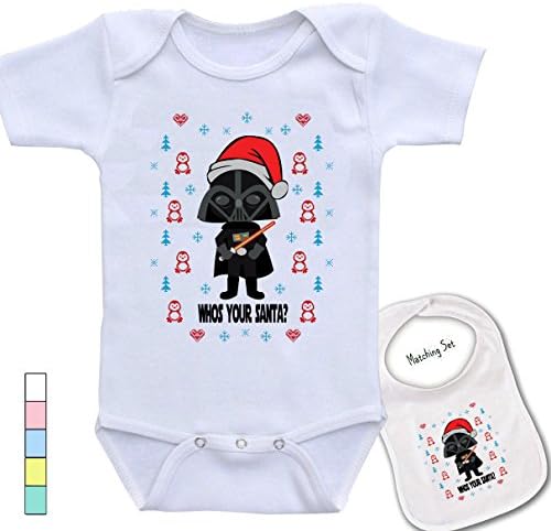 " Christmas Santa Darth Vader "Cute Star Wars Baby bodysuit onesie &amp; bib set.
