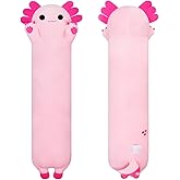 Sausudols Long Axolotl Plush, 27.6” Long Axolotl Body Pillow for Kids, Cute Axolotl Stuffed Animals for Girls, Soft Plushies Toy Gifts for Birthday Pink