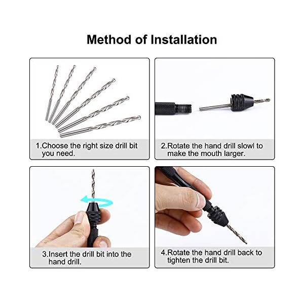 31 StÃ¼ck Spiralbohrer Bits Set,Vegena Handbohrer-Set 1 StÃ¼ck Handbohrer Werkzeuge + 30 StÃ¼ck 0.3-3.0 mm Mikro Bit Hss Twist Drill fÃ¼r DIY Drilling,Model Making,Handbohrmaschine Metal Wood – Bild 5