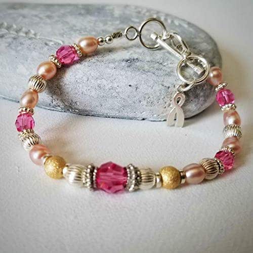 Breast Cancer Awareness Bracelet Survivor Jewelry Pink