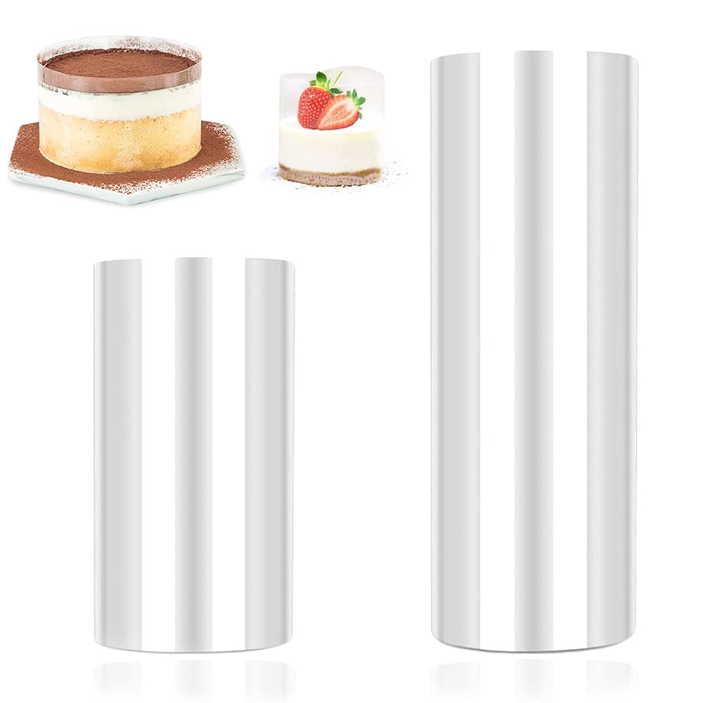 Cake Collar 2 Pcs, Transparent Acetate Roll, Acetate Cake Collars for Cake Making and Decoration, 15cm x 10m/10cm x 10m