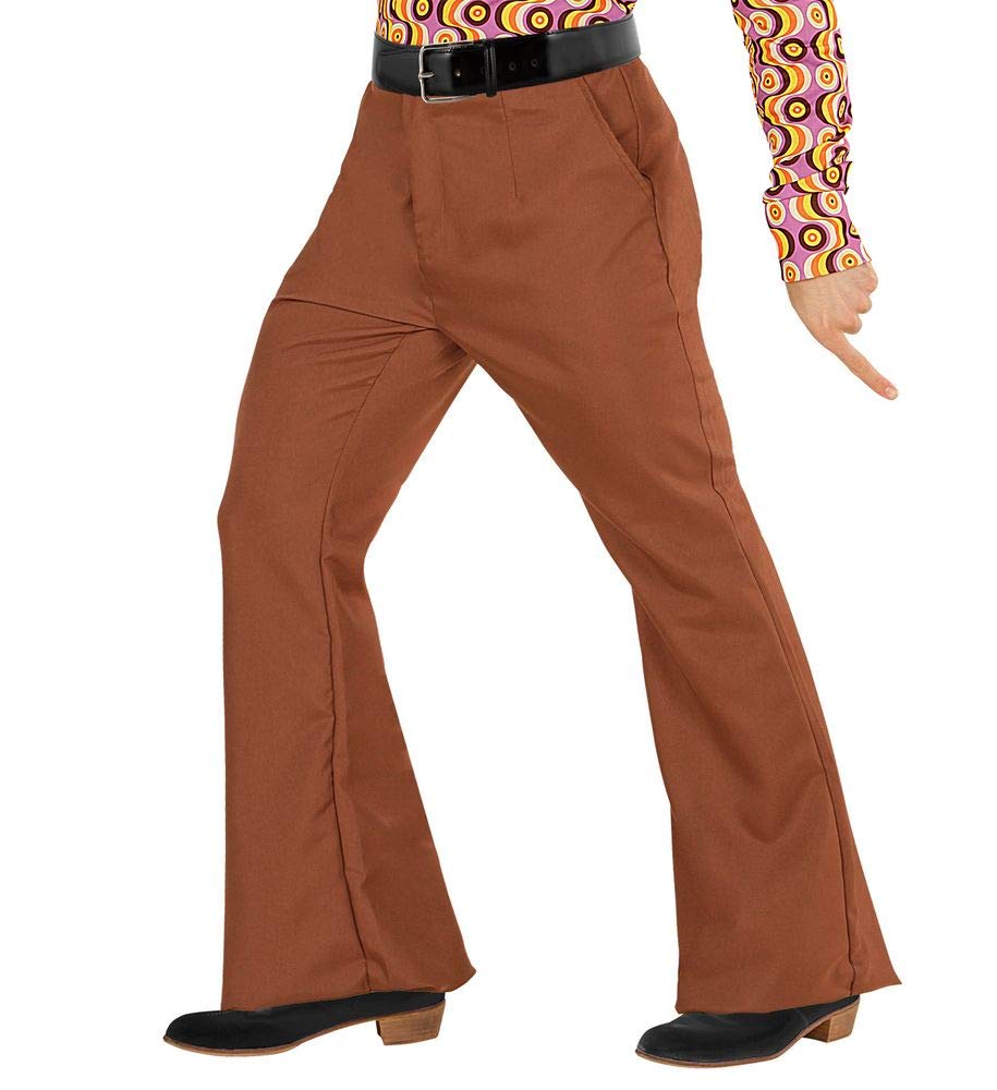 shoperama 70s Retro Men's Trousers with and without Pattern Disco Costume Seventies Hit, brown, S/M
