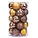 SANNO 25ct Glitter Christmas Balls, Brown Baubles Xmas Gold Shiny Matte Glitter Decorative Hanging Ornament Christmas Seasonal Decorations Ideal for Xmas, Holiday and Party Widgets, 60mm/2.36
