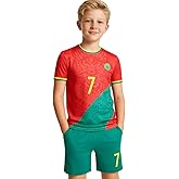 Casmyd Boys Soccer Jersey Kids Pourtugal Jersey Kit Youth Soccer Team Unifom Dragon Sports Fan Shirt Set for Boys&Girls