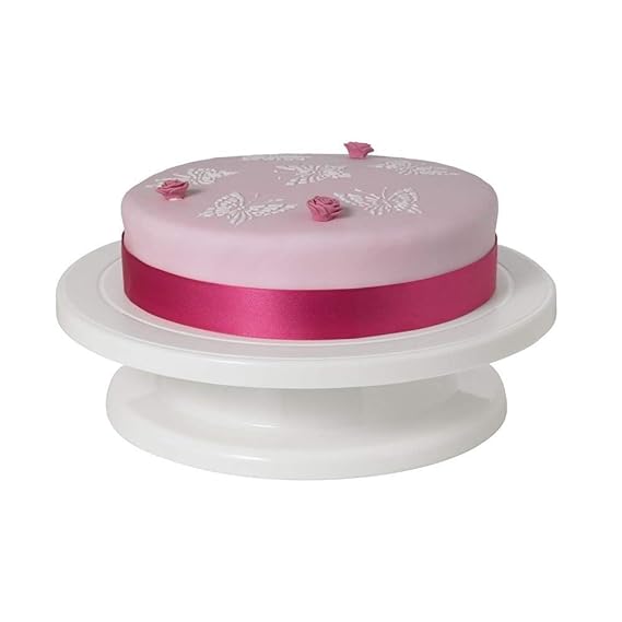 LIBAH Plastic Cake Decorating Turntable Stand, 28cm, White