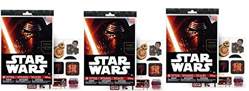 Star Wars EP7 25pc Temporary Tattoos x 3 set