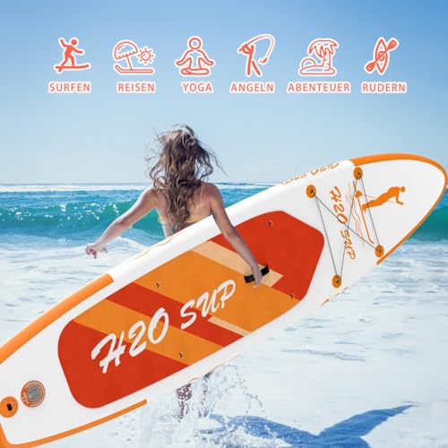 H2OSUP Stand Up Paddling Board, 15 cm Thick Inflatable SUP Board, with Backpack, Durable Paddle Board Accessories