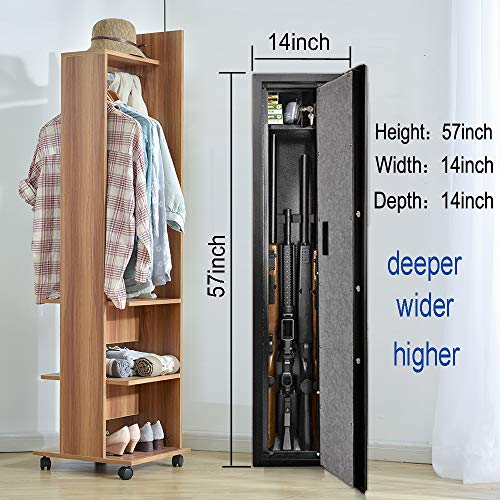 Moutec Electronic Rifle Safe, Quick Access 5-Gun Large Metal Rifle Gun Security Cabinet (with/Without Scope) with Separate Pistol/Handgun Lock Box (Electronic Black)