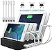 ANNAN Fast Charging Station and 5 USB Lightning Cables, 5-Port USB Phone Charging Stand with Type C, Docking Station Organizer Hub for iPhone, iPad, Apple, Samsung, Kindle,Tablets and Android Device