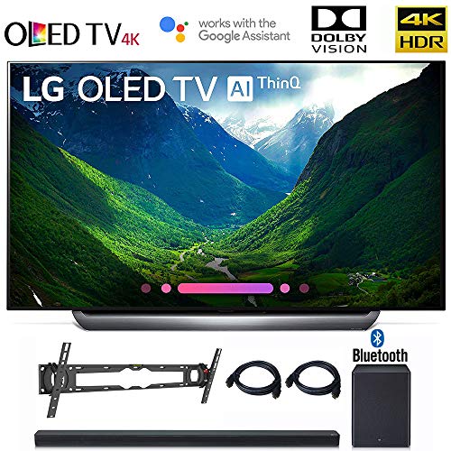 LG OLED77C8 OLED 77C8 OLED77C8PUA 77″ C8 OLED 4K HDR AI Smart TV (2018 Model), LG SK8Y 2.1 ch High Res Audio Sound Bar, Wall Mount, 2HDMI Cables. LG Authorized Dealer!