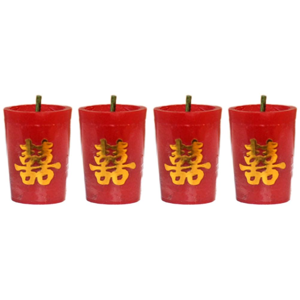 Photo 1 of BESPORTBLE 4Pcs Double Joy Chinese Candle Model - Miniature Wedding Candle Decor for Dollhouse 1:12 Scale - Perfect Dollhouse Accessories for Celebrations