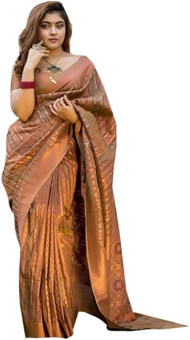 Amazon Com Traditional Pure Banarasi Silk Wedding Indian Saree Sari Blouse Pakistani Muslim Dress 4006 Mi Coffee Clothing