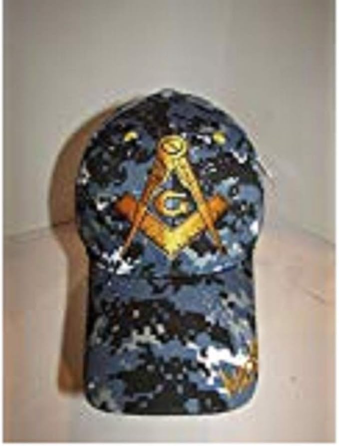 Freemason Camouflage Baseball Cap - Gold Letters On Camo With Adjustable Back