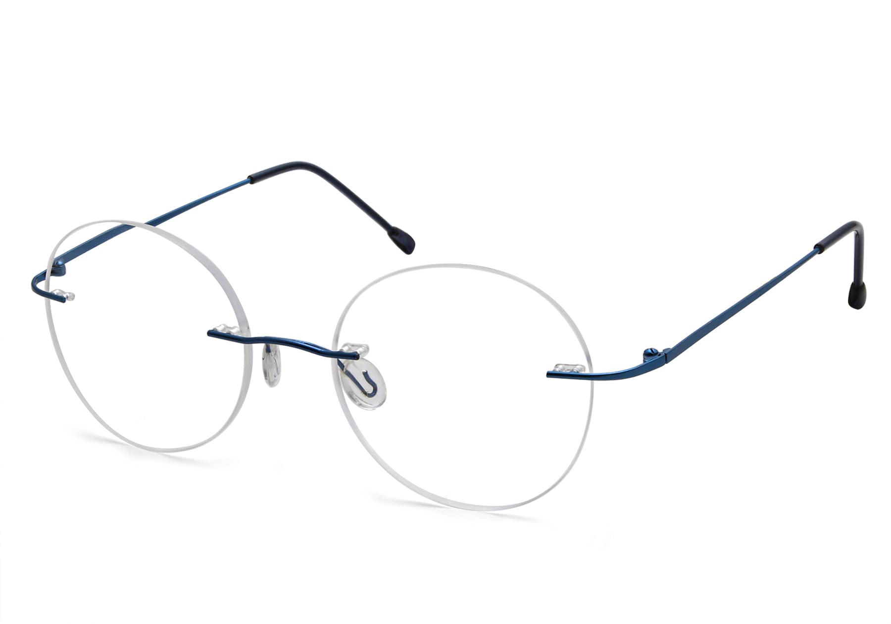 Eyekepper Frameless Reading Glasses Women - Round Rimless Readers Men Blue +0.50