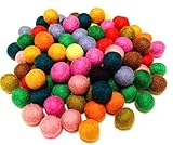 Yarn Place Felt Wool Balls - 200 Pure Wool Beads 10mm Mixed Colorful Colors