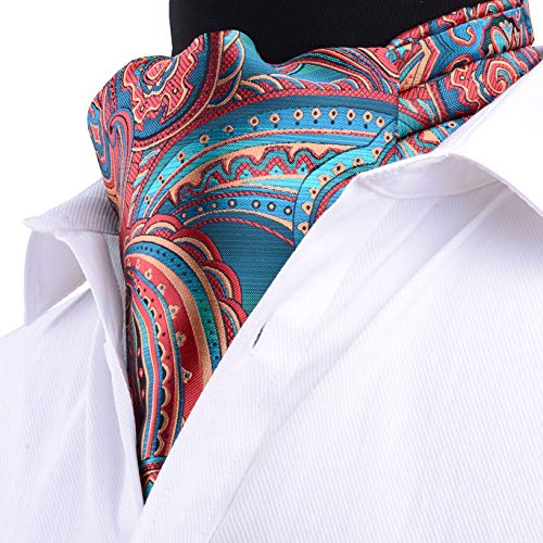 GUSLESON Men's Cravat Self Tie Paisley Jacquard Woven Floral Luxury Ascot (0602-15)