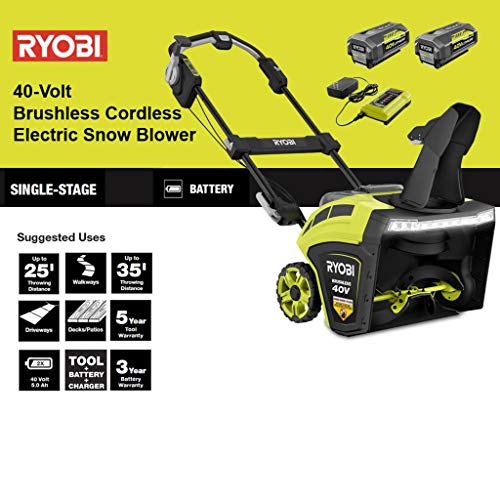 RYOBI RY40860 21 in. 40Volt Brushless Cordless Electric Snow Blower