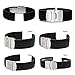 SCASTOE 18-24mm Waterproof Silicone Rubber Wrist Watch Strap Band Deployment Buckle Chic (Black, 18)