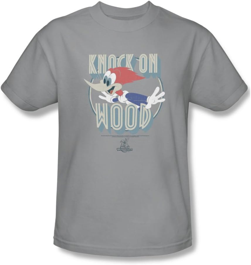 Woody Woodpecker Mens Knock On Wood T-Shirt in Silver