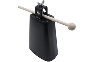 CashBeat 6" Steel Cowbell, 6inch Hand Percussion Instrument with Handle & Stick, Loud Noise Maker for Drum Set, Sporting Events, Concerts & Weddings, Easy to Mount, Clear Tapping Sound