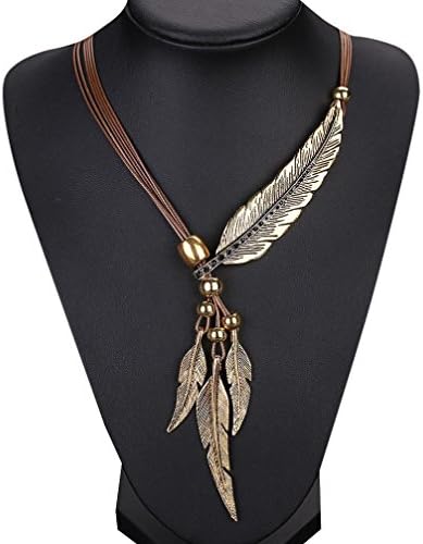 Fashion African Vintage Feather Necklace Sweater Chain Pendant Jewelry