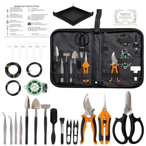 Bonsai Tools Set, 26 Pcs Garden Tools Set for Beginner, Includes Bonsai