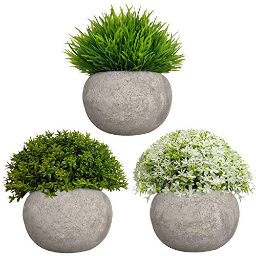 Mini Artificial Plants 3 Pack Fake Plants Potted Faux Green Grass