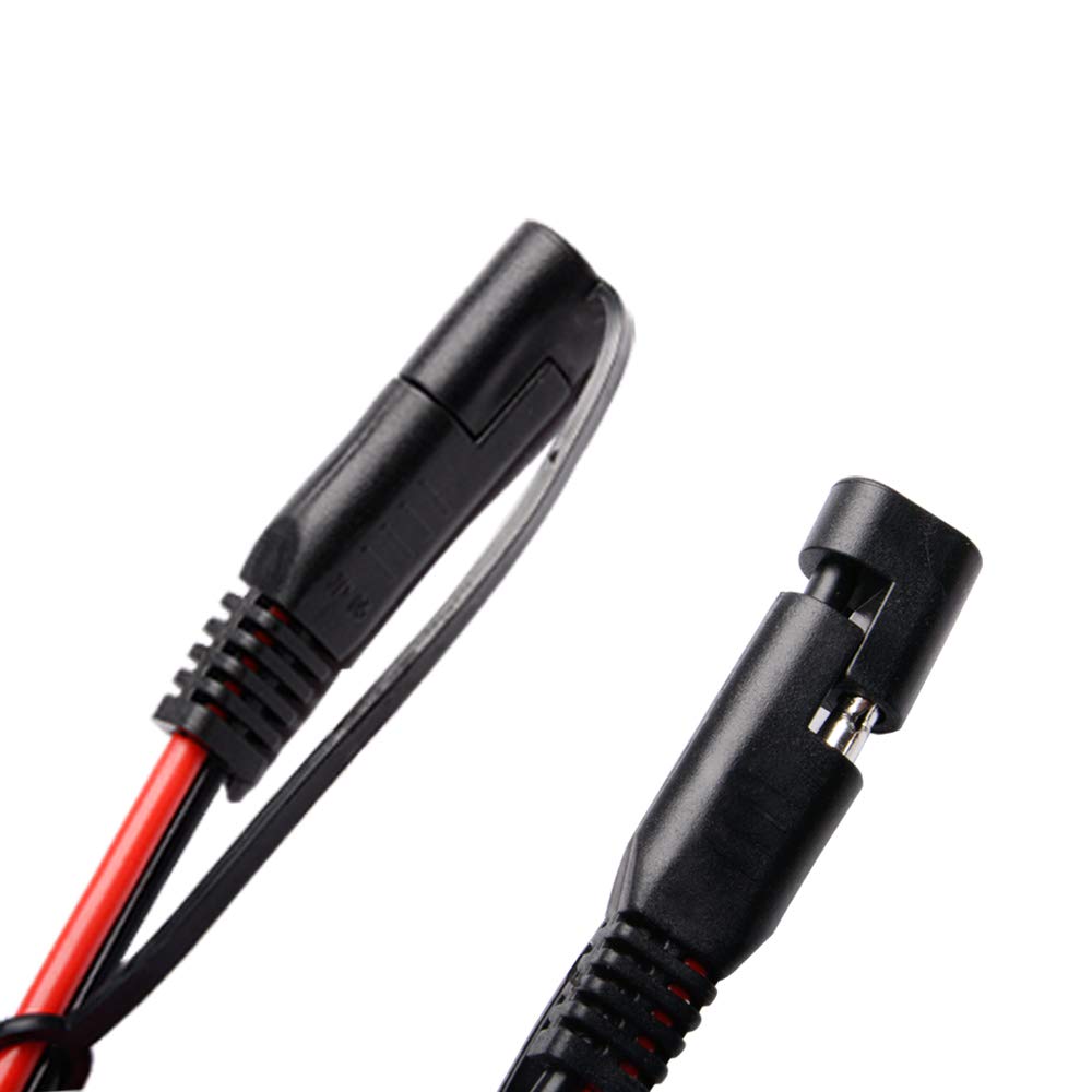 FICBOX 12FT SAE to SAE Connector Extension Cable 16AWG 2 Pin Wire With Dust Cap for Solar Panel Battery Charge