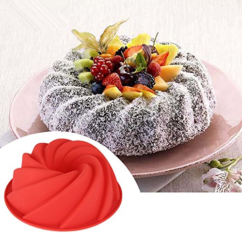 Xiaolanwelc@ 24.58.9cm Large Swirl Shape Silicone Butter Cake Mould Baking Tools For Cakes Bakery Kitchen Accessories Bakeware Mold (Green)
