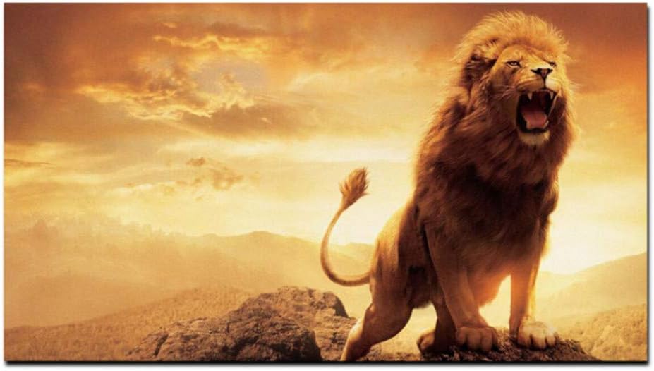 ad Imprimir Resumen León Africano en la montaña Pintura sobre Lienzo