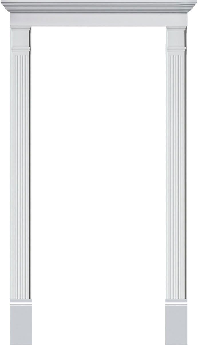 Fypon DSKS05F516 Single Door Surround Kit with 51"W x 6"H Crosshead & 5 1/4"W Fluted Pilasters, 51" x 6", White