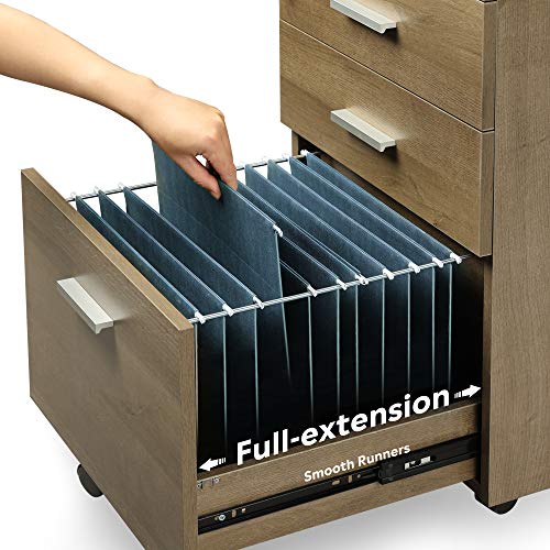 DEVAISE 3 Drawer Mobile File with Lock, Wood Filing for