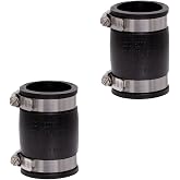 Fernco 1056-150 1-1/2-in. Flexible PVC Pipe Coupling for Cast Iron and Plastic Plumbing Connections 2-Pack