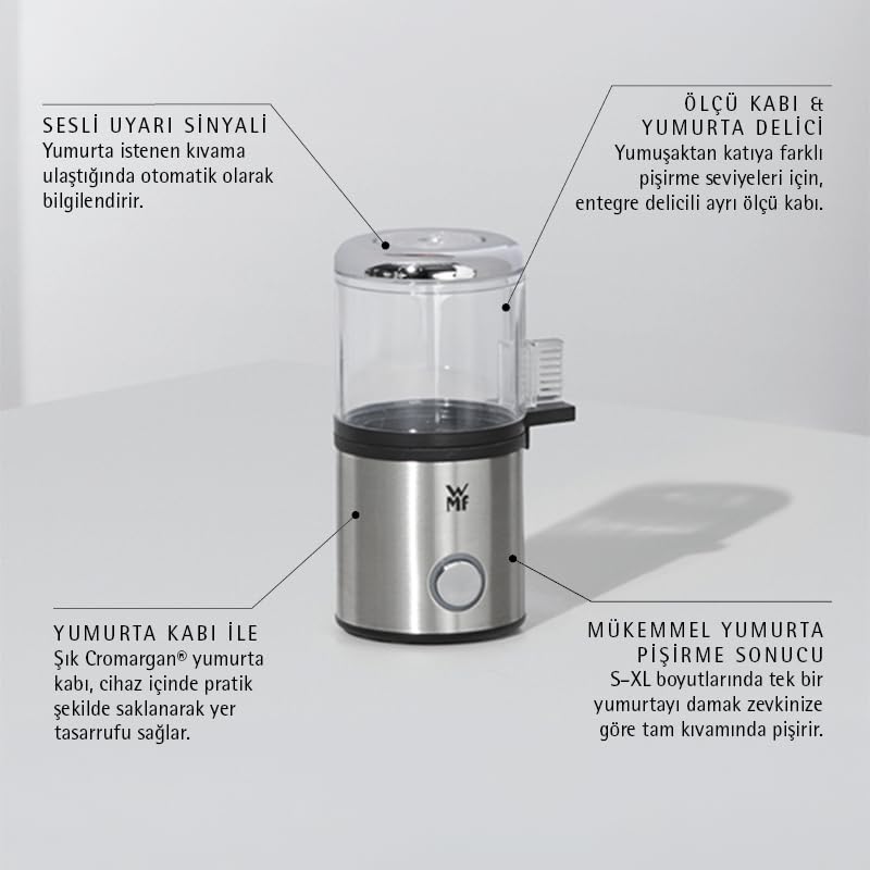 Kitchenminis - 1 Egg Cooker 55 W Egg Cooker, com Tritan sem BPA, inclui copo de ovos, contador de água e acabamentos em aço inoxidável de chroman, luz LED