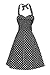 V Fashion Women's Rockabilly 50s Vintage Polka Dots Halter Cocktail Swing Dress, Black XXL