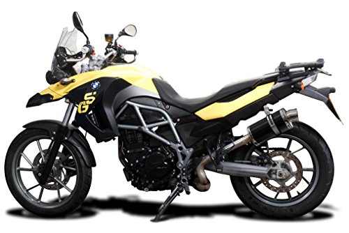 Delkevic Aftermarket Slip On compatible with BMW F650GS DS70 9" Carbon Fiber Oval Muffler Exhaust 07-13 - Thumbnail 2