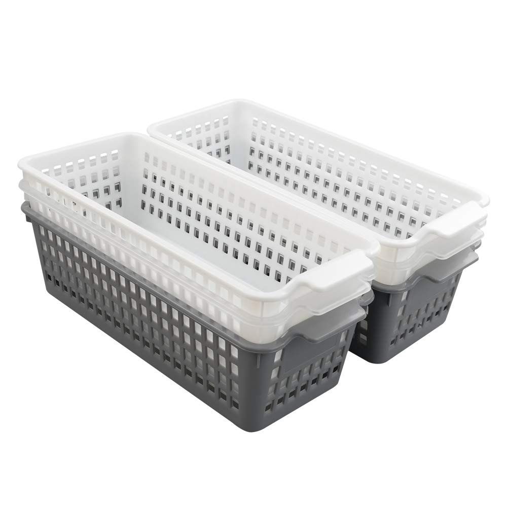 Nesmilers Plastic Desktop Basket, Slim Storage Basket Set of 6