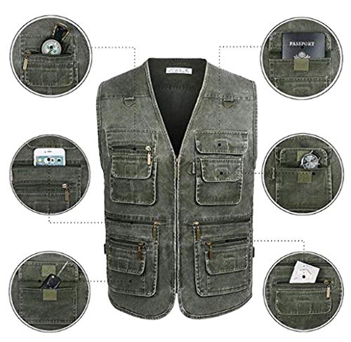 Herren Outdoor Multifuntkions Rmellos Westen Outwear Sport Up Zip Anglerweste Fotografie Jungen Reporter Weste Baumwolle… – Bild 5
