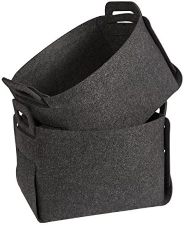 Felt Storage Baskets Bins, Estorager Folding Home Organizers Box Cubes, Dark Gray, Pack of 2