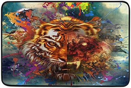 FENNEN Indoor Outdoor Doormat Area Rug Skull Tiger Non Slip Door Mat Memory Foam Washable Carpet for Floor Restroom pad