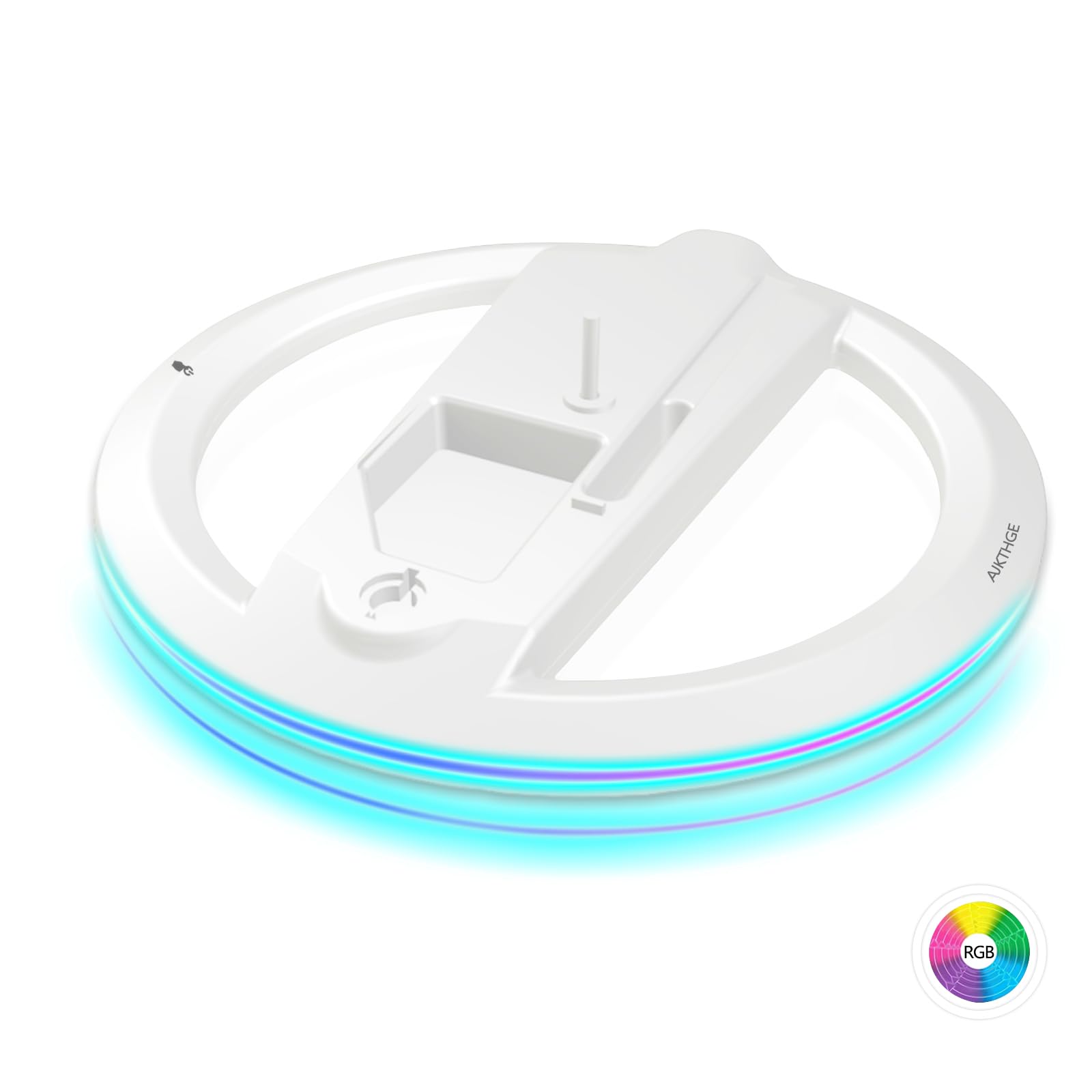 AJKTHGE RGB Vertical Stand for PS5/PS5 Slim/PS5 Pro Console – Compatible with PS5/PS5 Slim/PS5 Pro Disc and Digital Edition, LED RGB Base Stand with 14 Light Modes, White