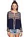 Milumia Women's Embroidered Yoke And Cuff Coin Fringe Trim Blouse