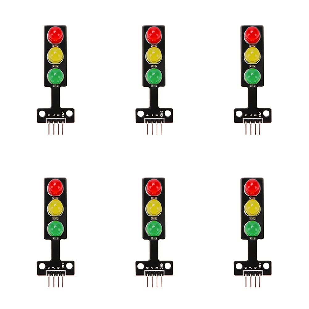 VooGenzek 6 PCS Mini Traffic Light LED Display Module, DC 5V 8mm RGB Traffic Signal Light Electronic Module with Common Cathode Interface for Traffic System Model, Compatible with Arduino Raspberry Pi