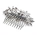 Pearl Flower Rhinestone Crystal 10 teeth Hair Comb Wedding Bridal Hair Accessories (Silver/Rhodium Plated))